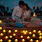 Rose Petals and Candles Set for Romantic Decoration, 3000 Pcs Red Rose Petals and 36 Pcs Heart Candle Lights for Special Night